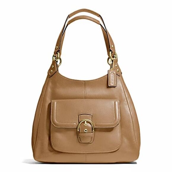 Coach Campbell Saddle Camel Handbag Hobo 3 Compartments F24686 Great Condition - Picture 1 of 15
